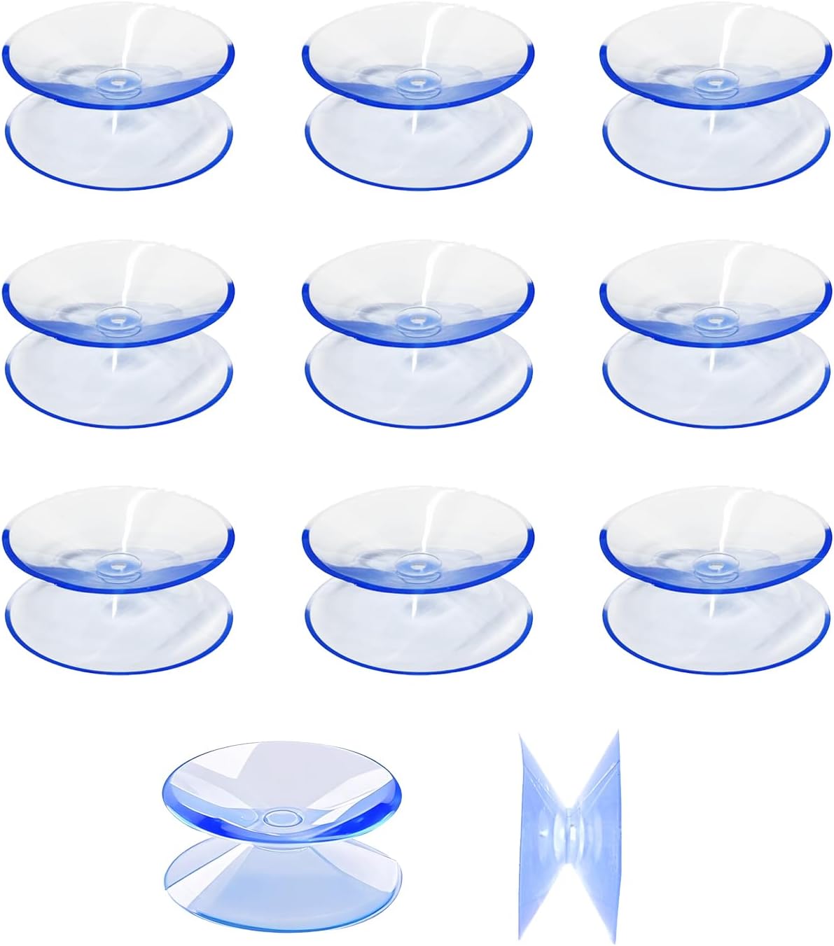 10 Ventosas Doble Cara 1.2pulg Plástico PVC Transparente