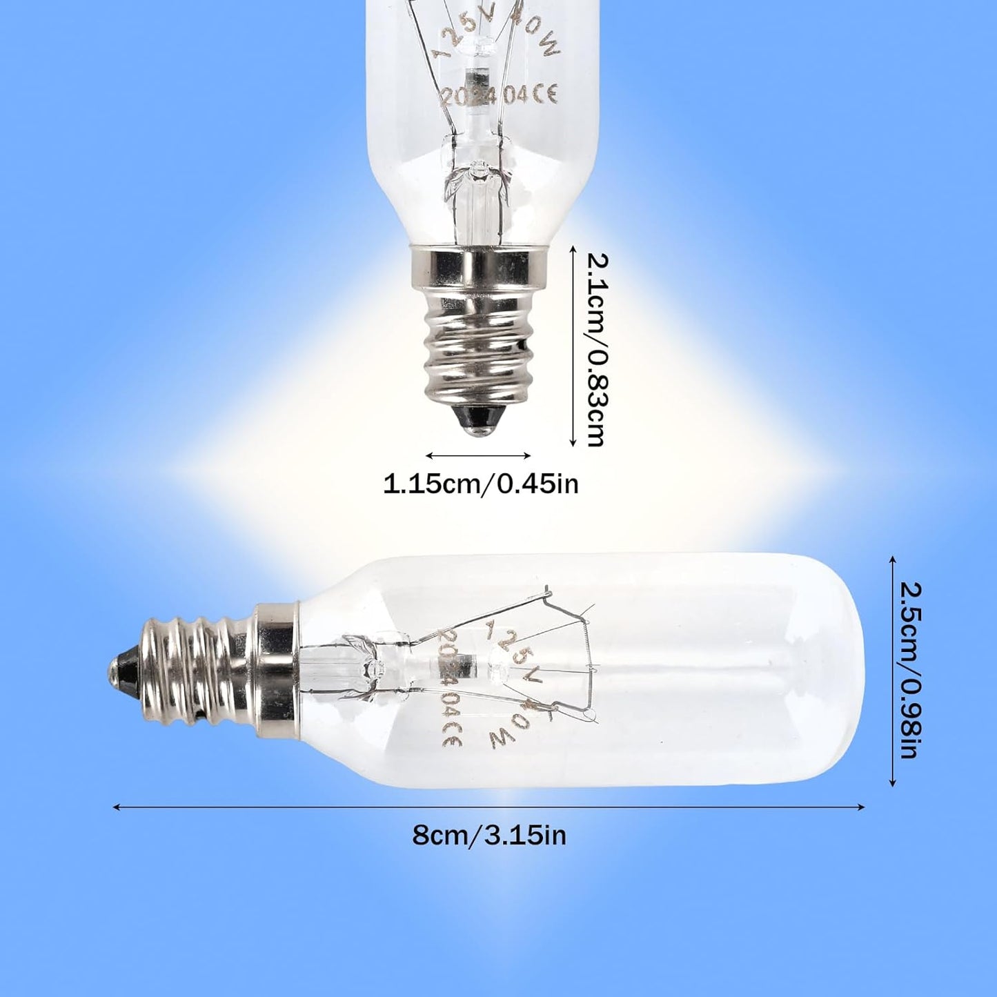 4 Pzas Bombilla T8 E12 40W para Campana Broan PM250-A PM390