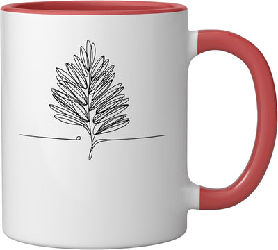Taza de cerámica Pine Nut Line Art roja y blanca