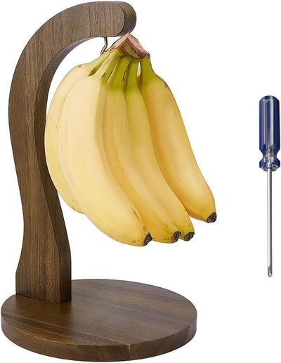 Porta plátanos madera acacia con gancho metal para cocina