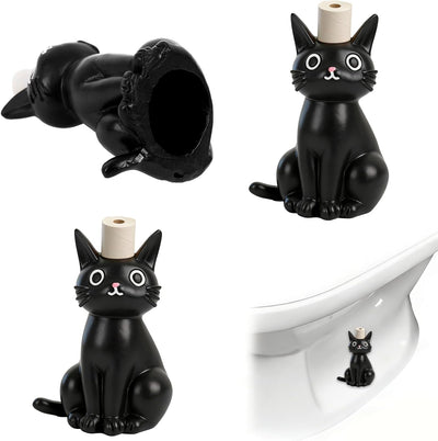 2 Tapas Inodoro Gato Negro Resina Accesorio Baño