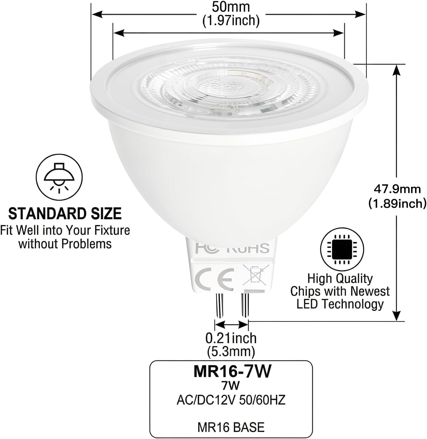 Bombilla LED MR16 GU5.3 7W 2700K 650lm