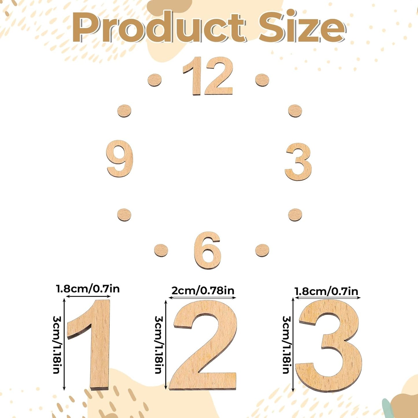 Kit números reloj madera autoadhesivos 1.8pulg