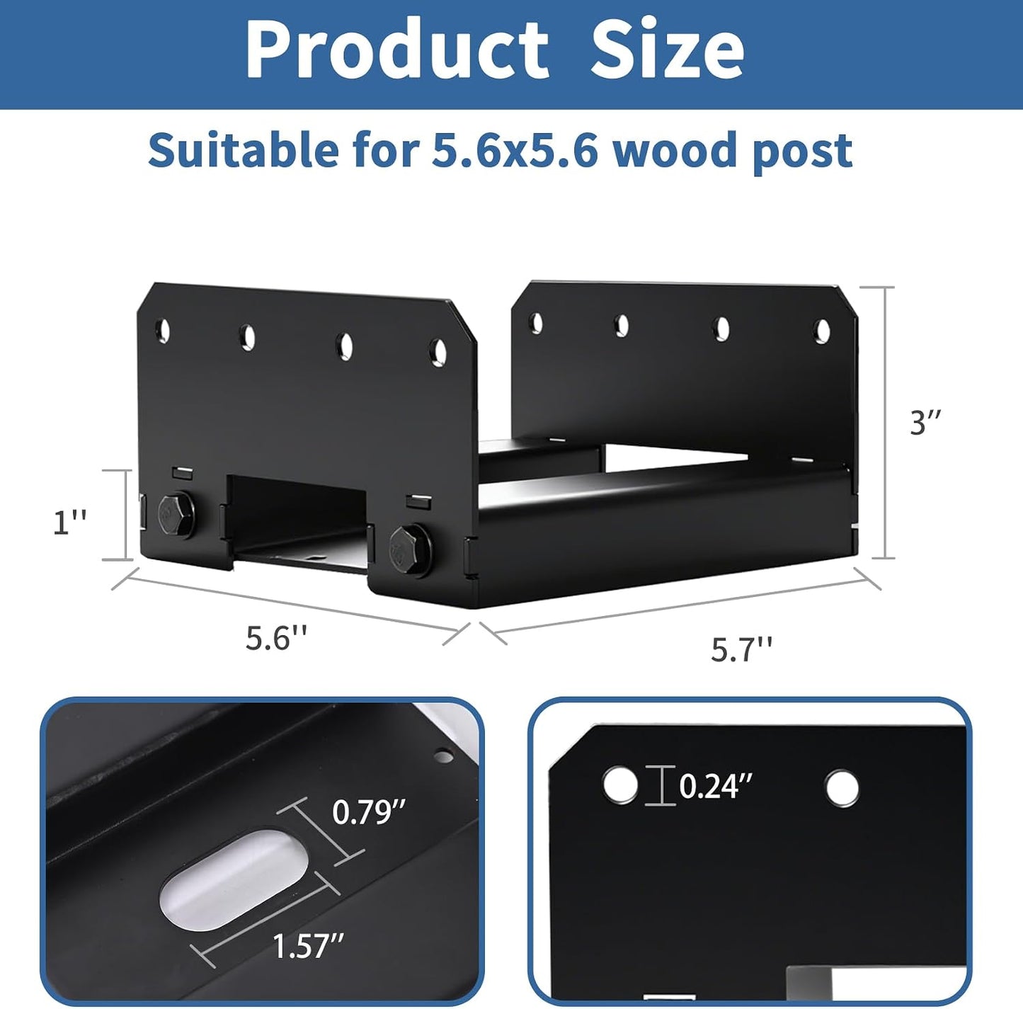 Base poste 6x6 pulg 4 pzas soporte valla metal resistente negra