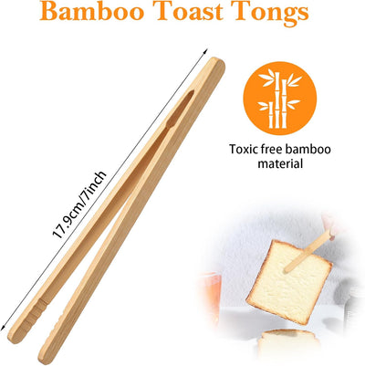 8 Pinzas Bambú 7pulg para Tostadora Utensilio Cocina