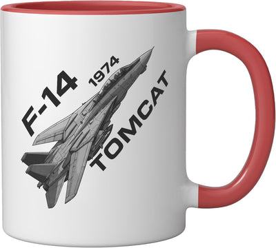 Taza cerámica F-14 Tomcat Jet Gráfica Roja/Blanca