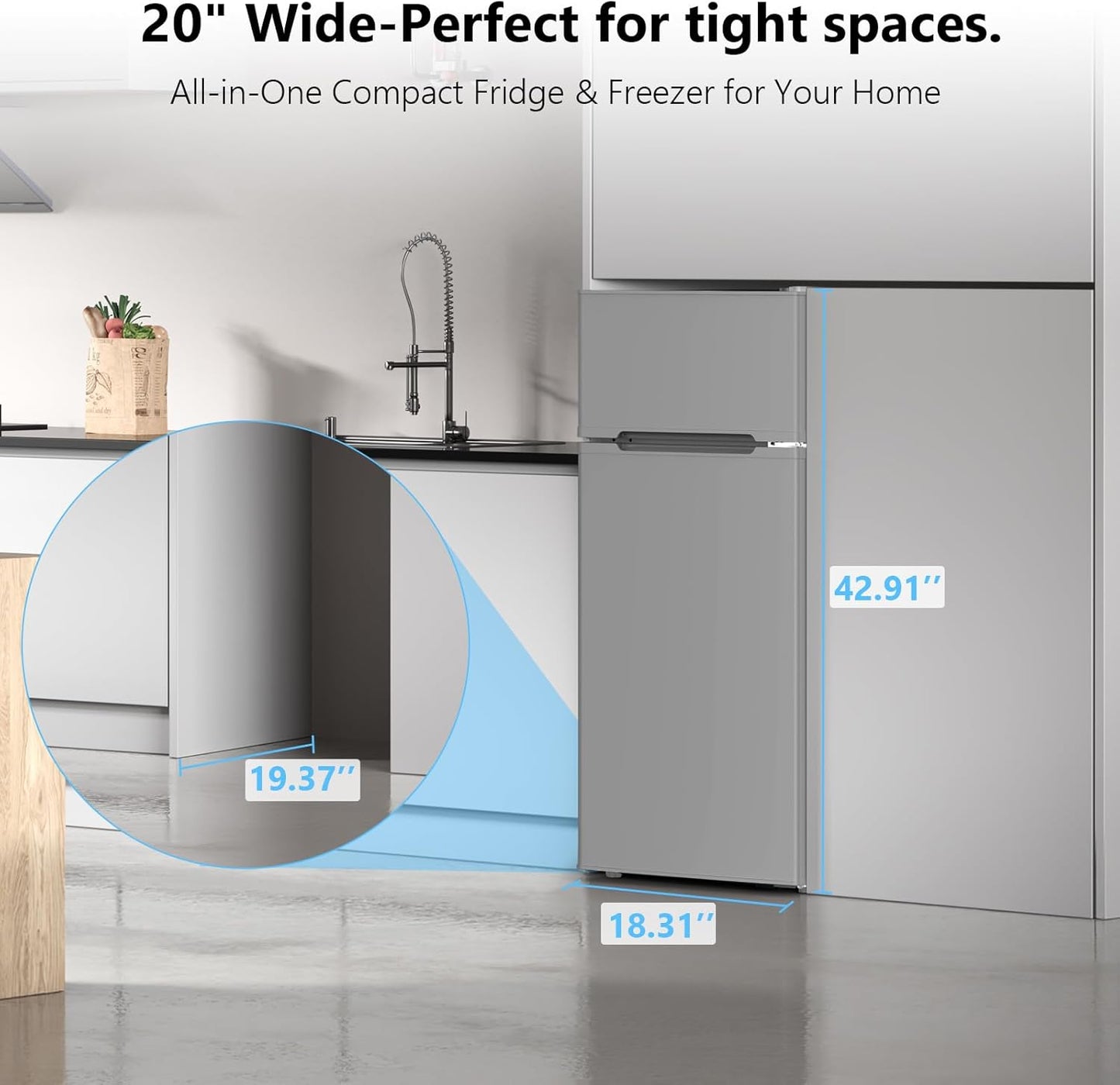 Mini refrigerador 4.5 pies cúbicos 2 puertas con congelador