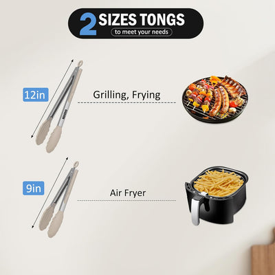 Pinzas de cocina de acero inoxidable sin BPA con puntas de silicona