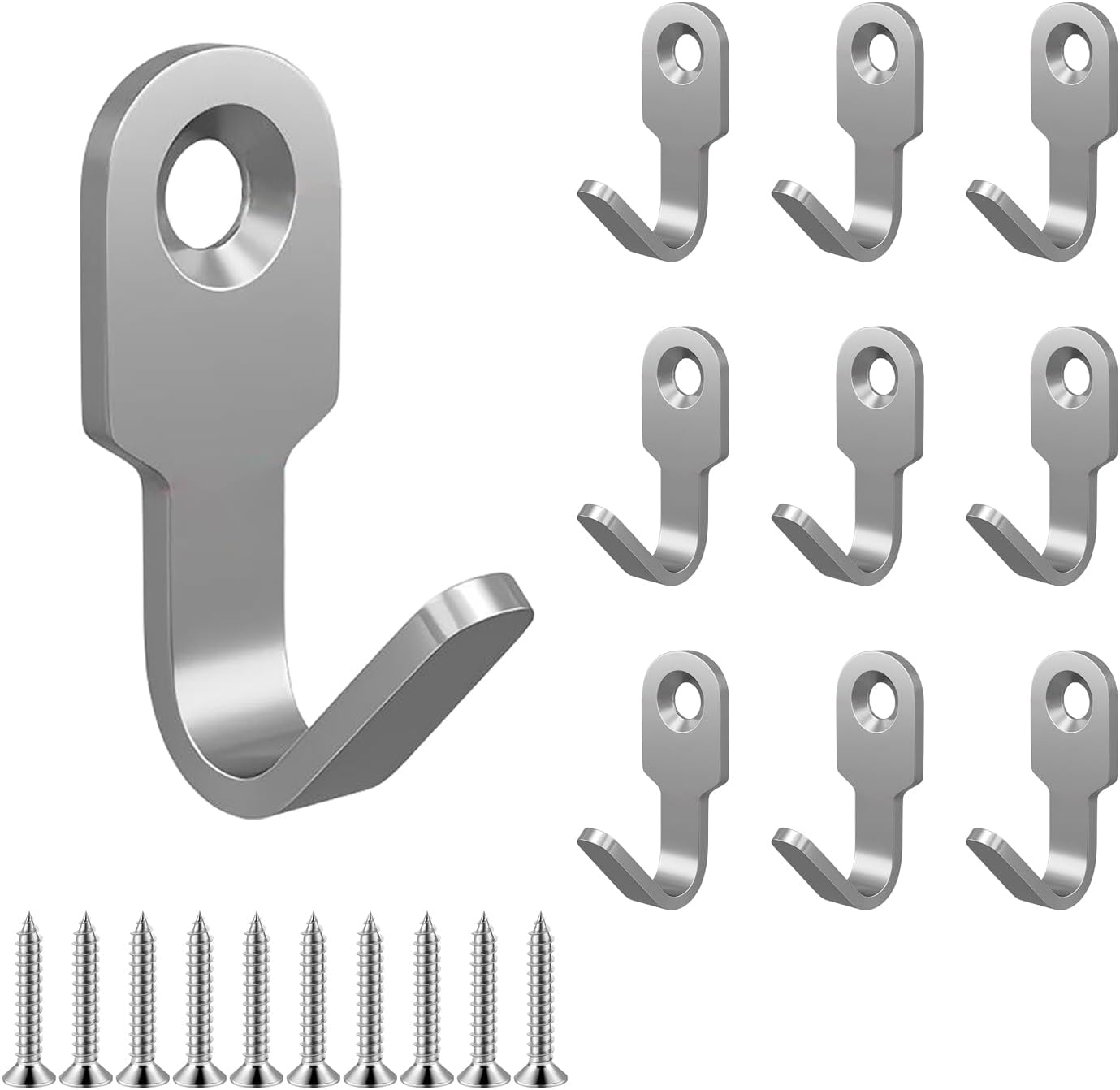 10 Ganchos Acero Inox Forma J para Pared