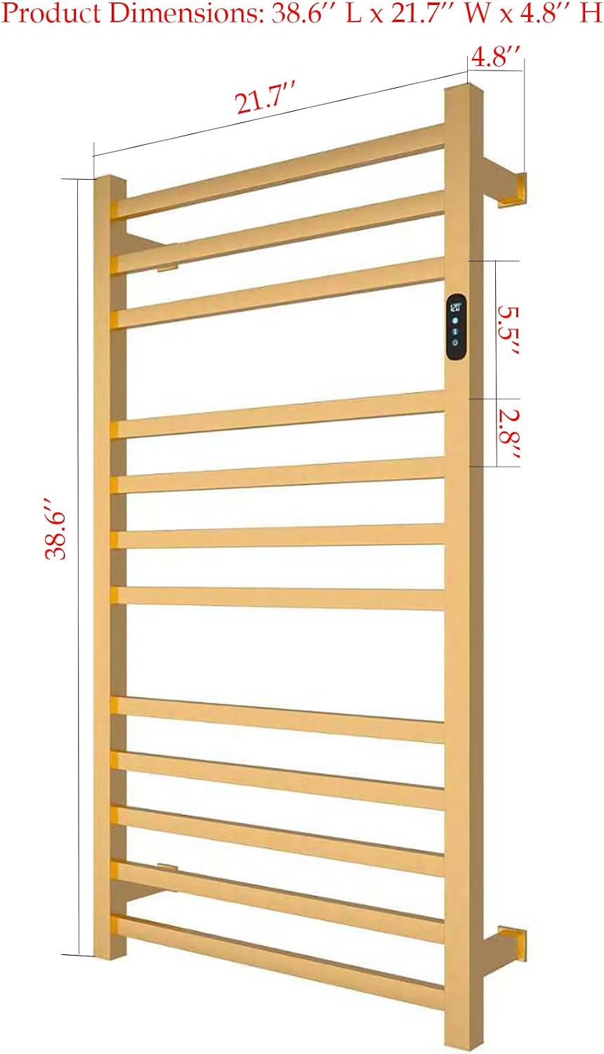 Toallero térmico baño 12 bar temporizador ajustable color dorado