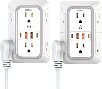 Extensor toma pared 6 salidas 4 USB (2 USB C) 1050J con proteccion