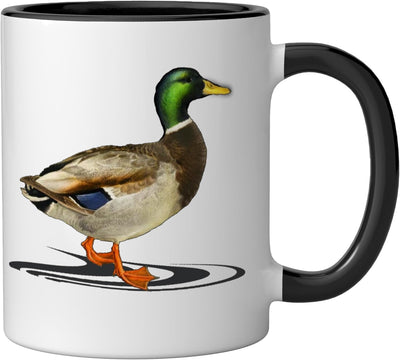 Taza de café Mallard Drake Duck Cerámica Negro/Blanco