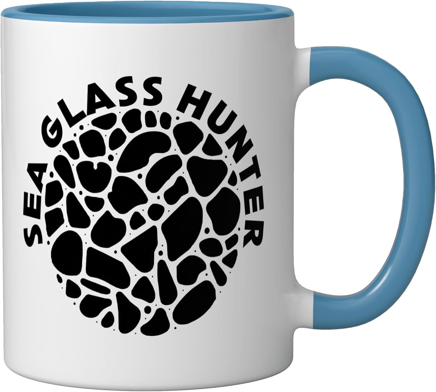 Taza Cerámica Colección Vidrio Mar Azul/Blanco