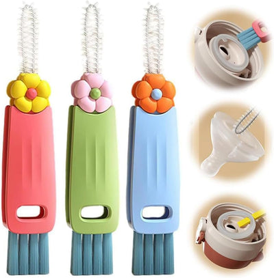Cepillo limpiador ranuras tapa taza 3en1 multifuncional