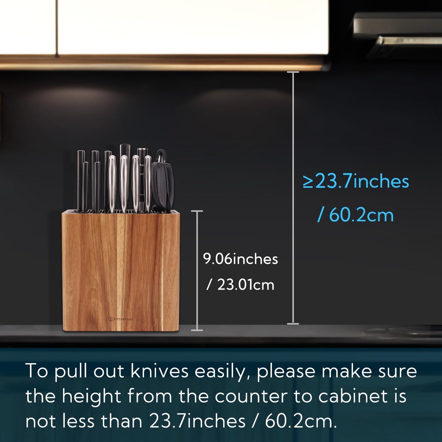 Bloque cuchillos acacia XL con cuchillo chef 6pulg