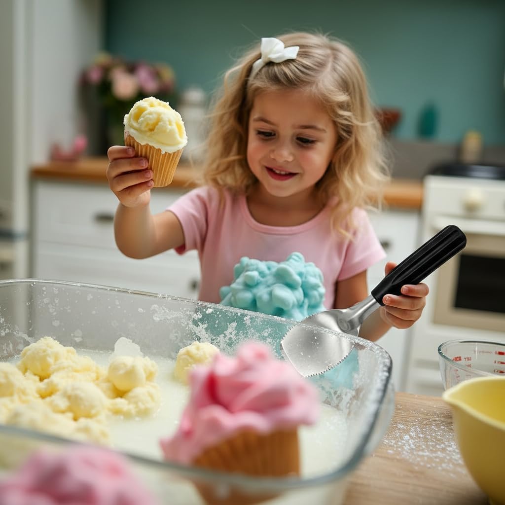 Cuchara de pala para helado plana con borde dentado, fácil de tallar y raspar