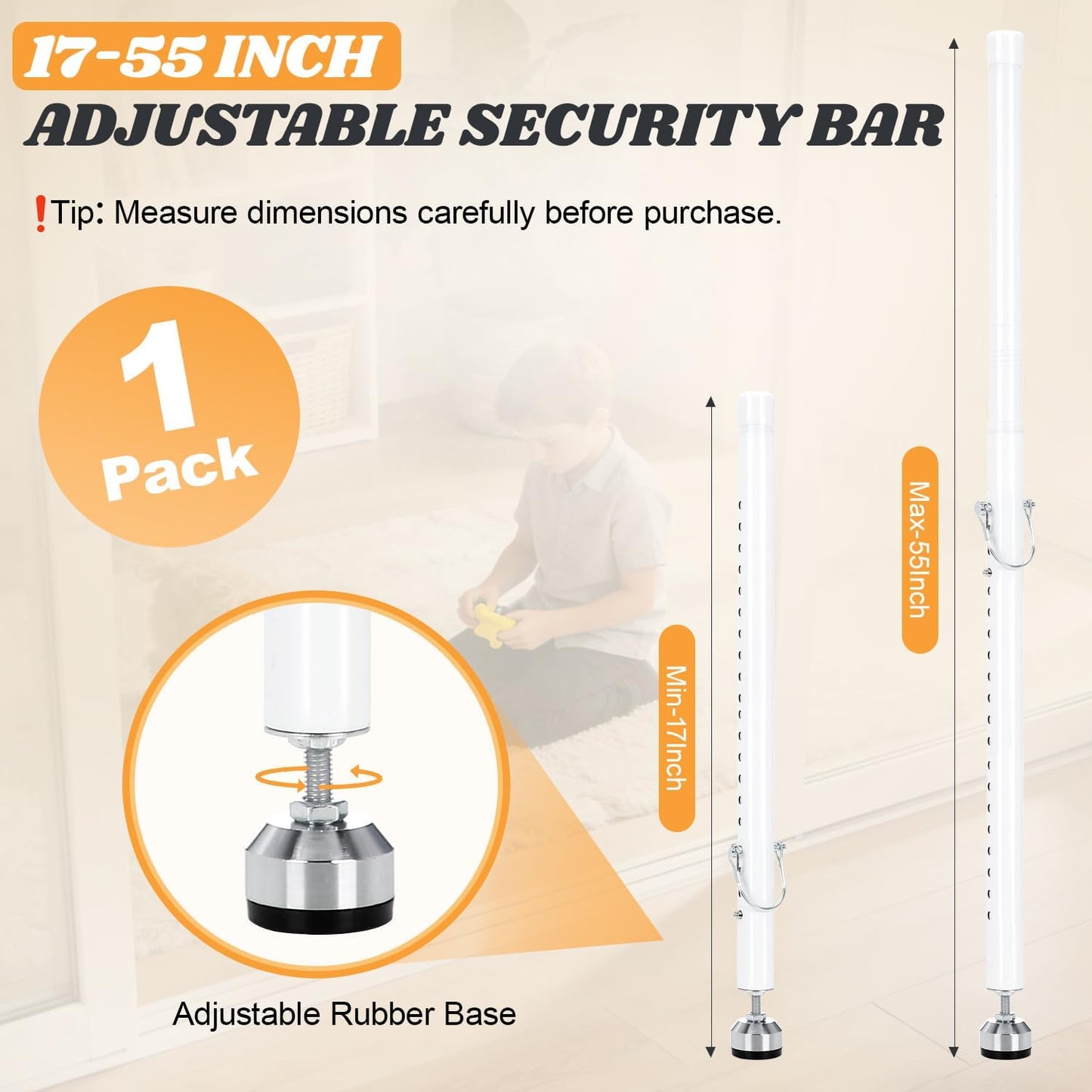 Barra seguridad puerta corrediza 17-55pulg ajustable resistente