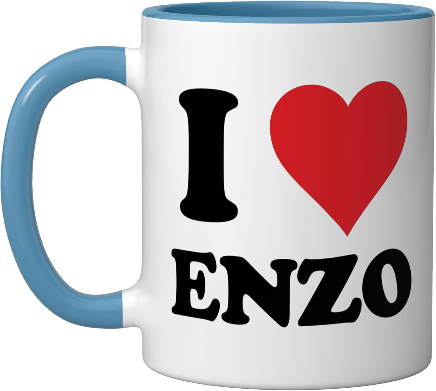 Taza cerámica personalizada I Heart Enzo Azul/Blanco