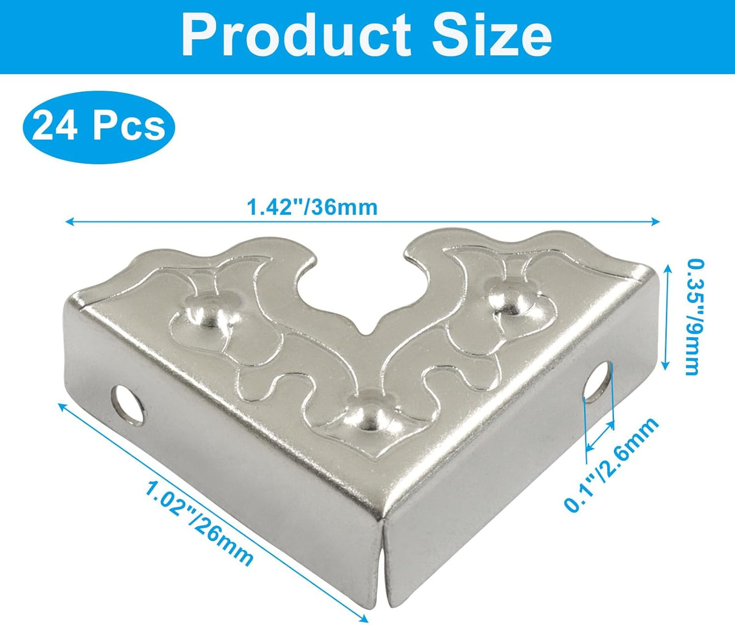 24 Protectores Esquina Metal Plateado Vintage