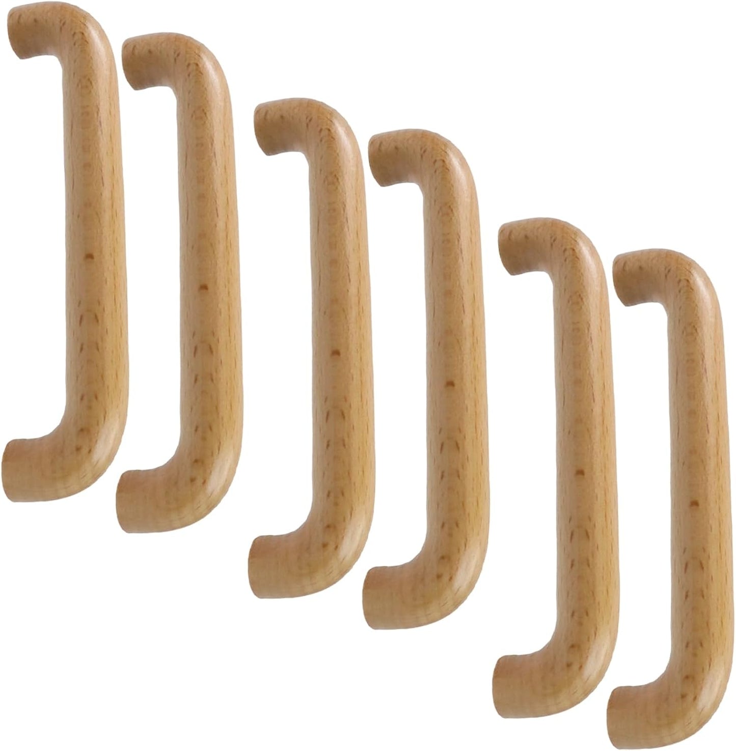 6 Tiradores Madera Haya 5.7pulg Manijas Gabinete Cocina