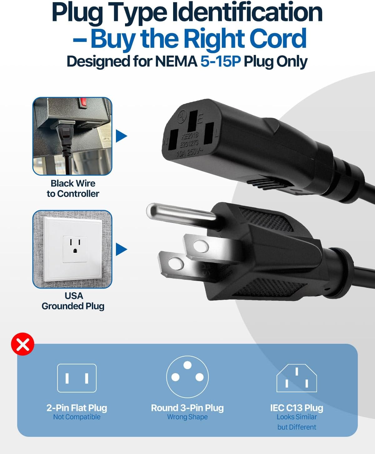 Cable alimentación repuesto Traeger D2 6 pies