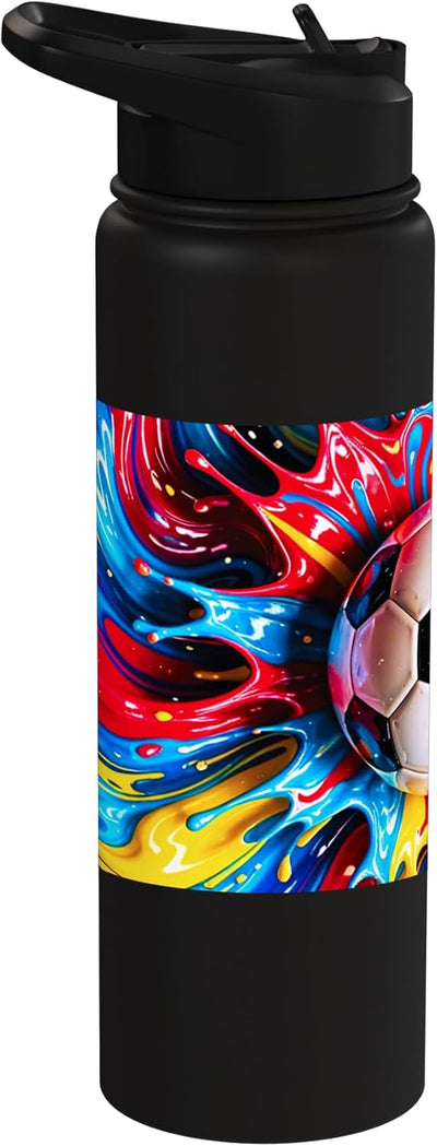 Botella de agua aislada de acero inoxidable para fans del fútbol