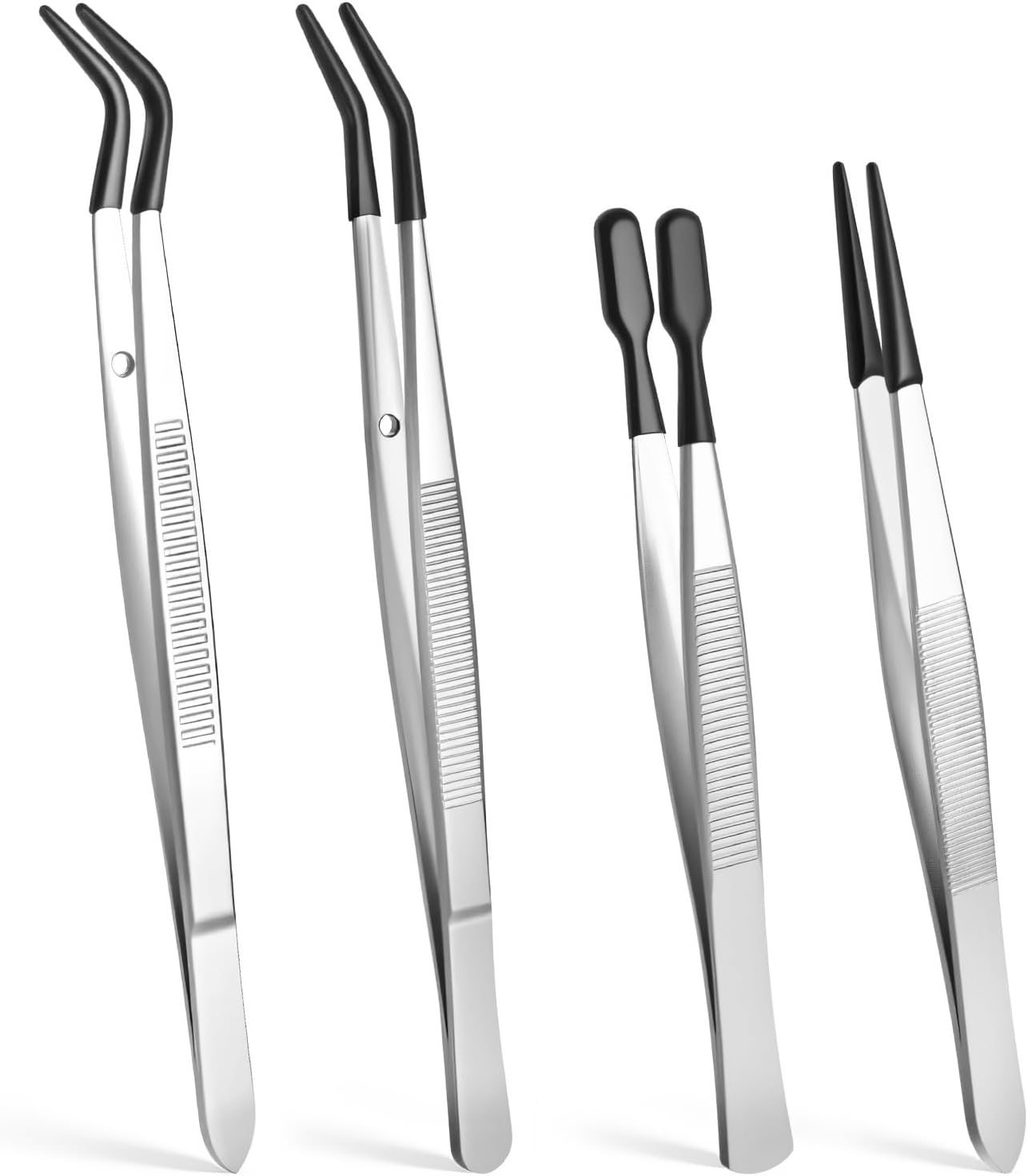 Set 4 Pinzas con Revestimiento PVC Silicona Laboratorio Joyas
