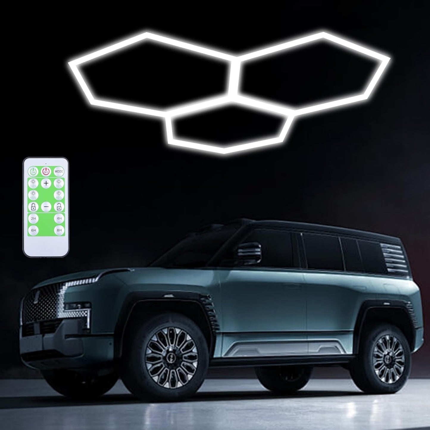 Luces hexagonales garaje 45W 6500K 24V alto brillo