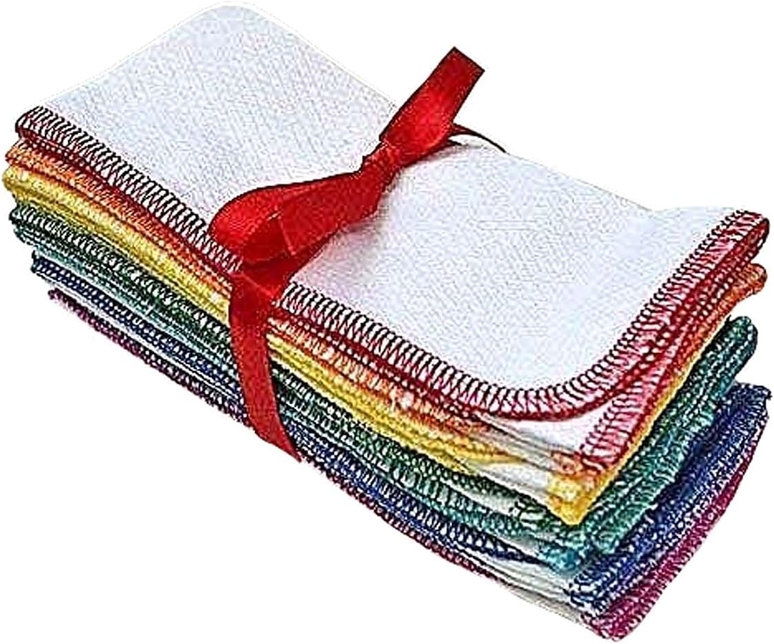 Set 10 toallas algodón blanco 11x12pulg sin papel