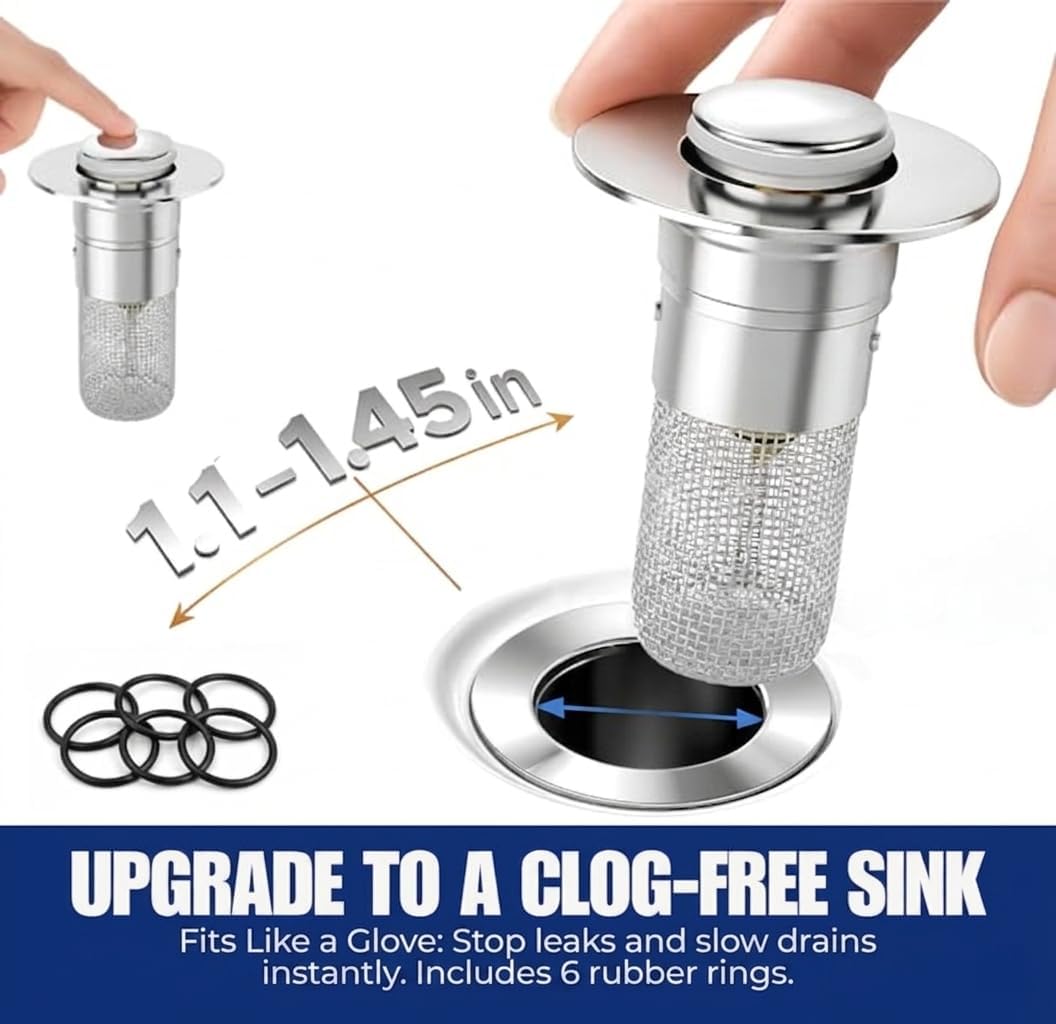 Tapón drenaje 2en1 cesta extraíble para lavabo paquete 2