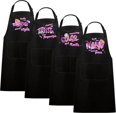 4 Delantales Manicurista Ajustables Impermeables 2 Bolsillos