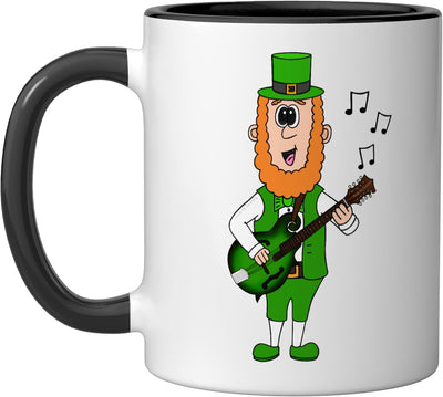 Taza Cerámica Leprechaun tocando Mandolina Día de San Patricio