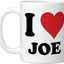Taza cerámica personalizada I Heart Joe First Name I Love en blanco