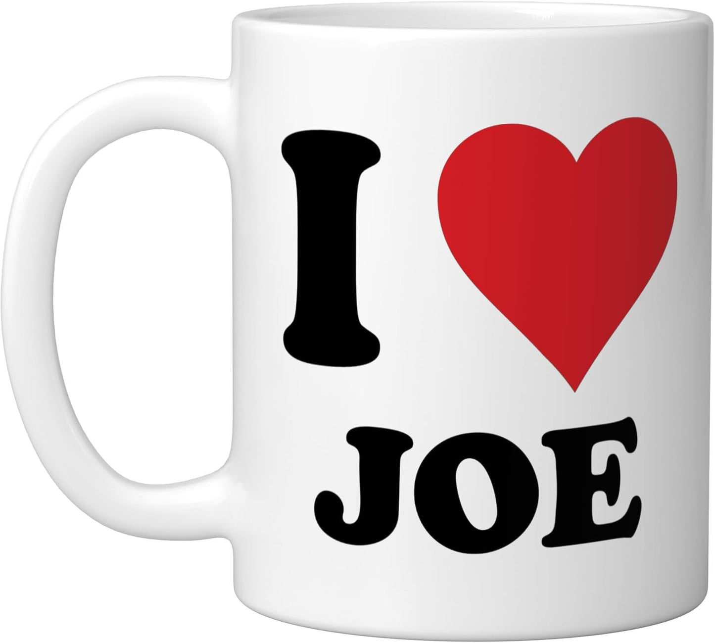 Taza cerámica personalizada I Heart Joe First Name I Love en blanco