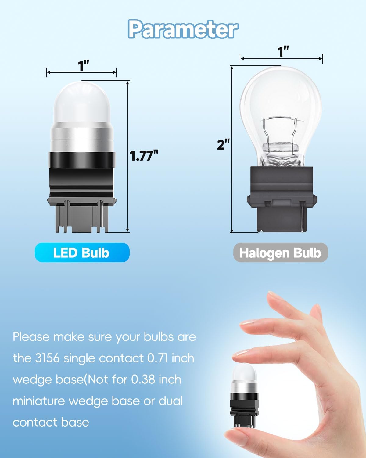 6 Bombillas LED 3156 S8 12-24 V 2 W Blanco Cálido