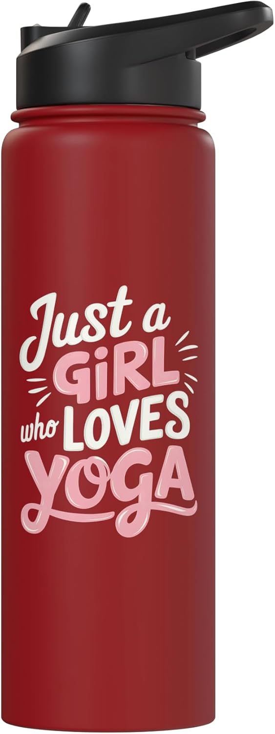 Botella de agua acero inoxidable aislada para yoga