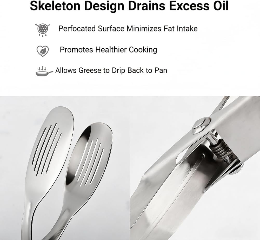 Pinzas de cocina de acero inoxidable con tenedor de tallar