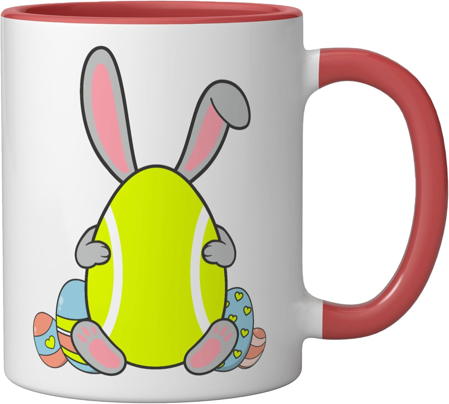 Taza de cerámica para niños Happy Easter Bunny Rojo/Blanco