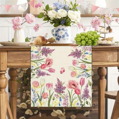Camino mesa primavera tulipán rosa lavanda 13x36pulg