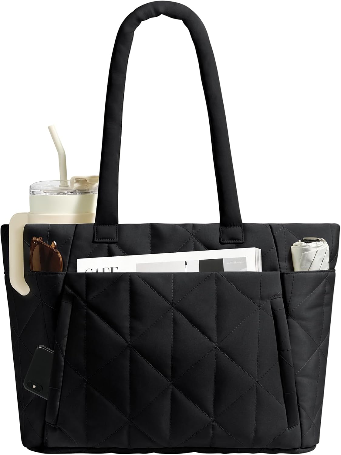 Bolsa de hombro acolchada con bolsillos antirrobo para mujer