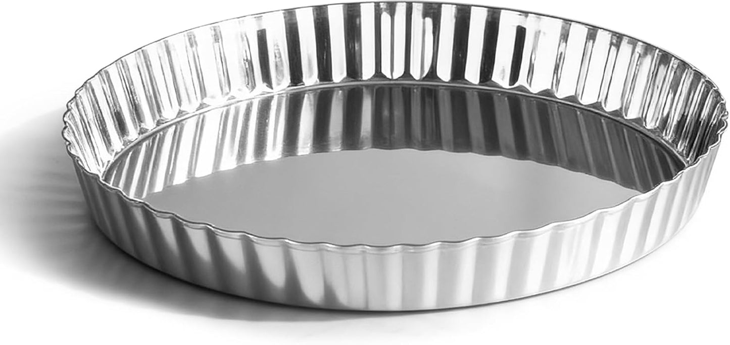 Sartén tartas redonda acero inox 9.5pulg plato metal hornear quiche