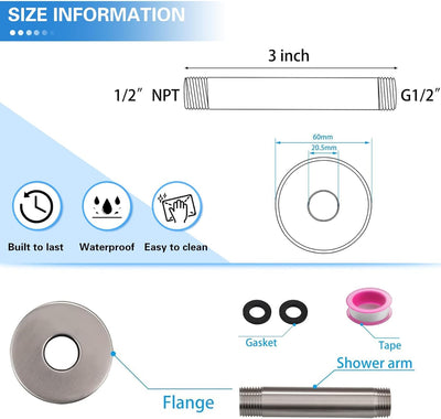 Brazo ducha techo acero inox níquel cepillado 3pulg