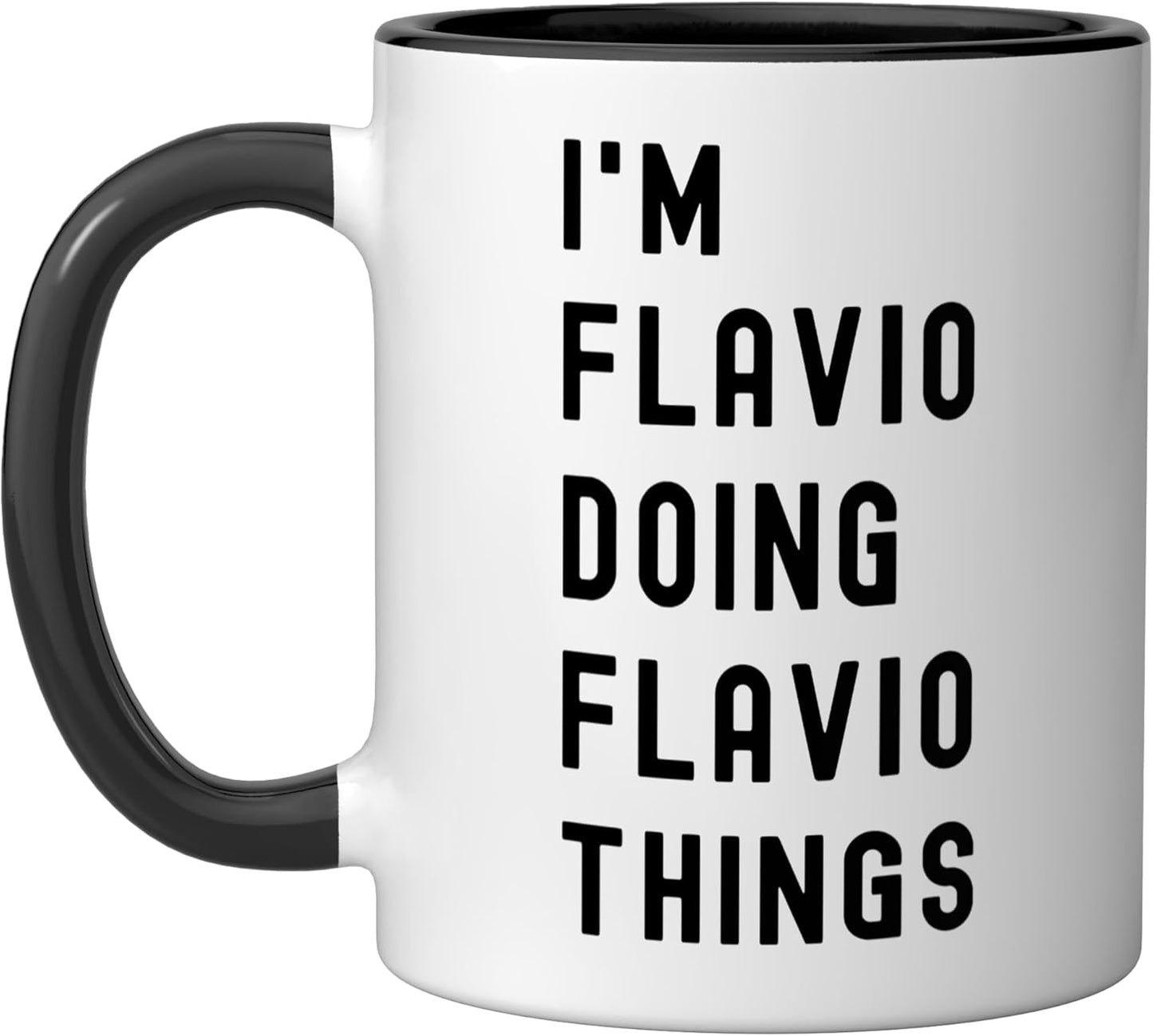 Taza cerámica Flavio Doing Flavio Things negra/blanca