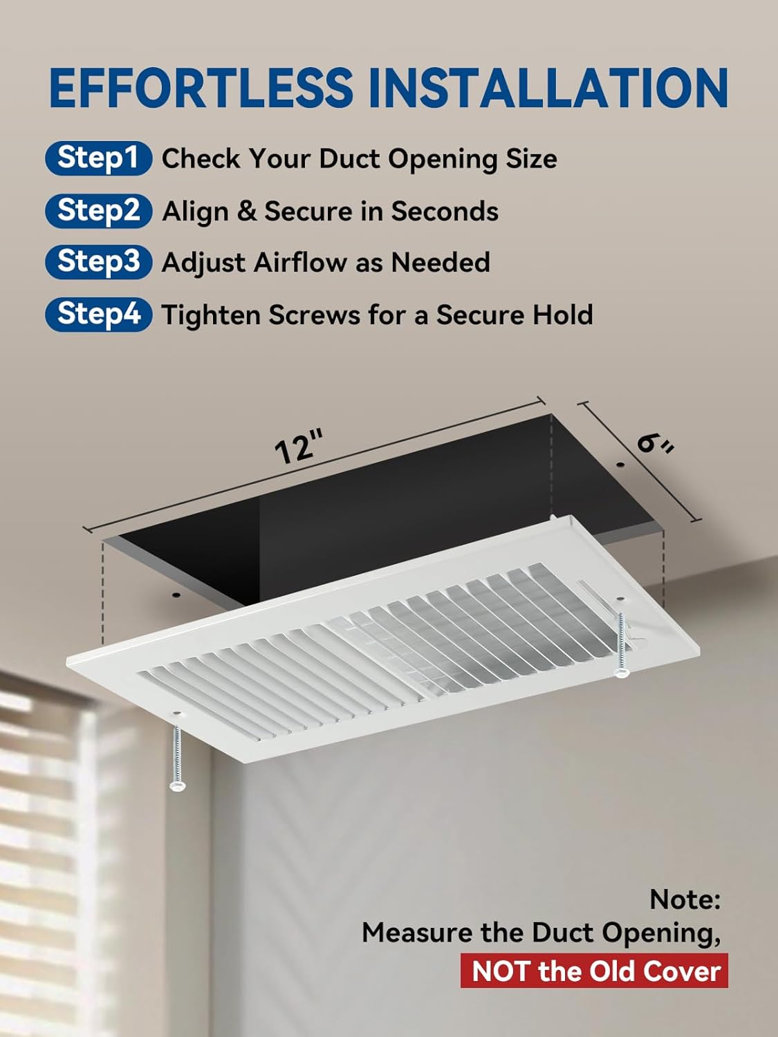 Cubierta ventilación pared techo 10x6pulg ajustable