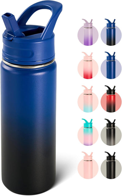 Botella de agua aislada de acero inoxidable 18 oz con pajitas sin BPA