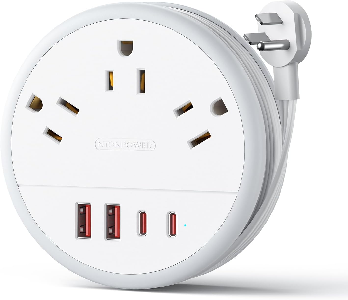 Regleta alimentación viaje 20W 3 tomas 4 puertos USB