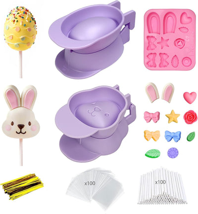 Moldes para pastel de Pascua con varillas y molde de silicona para fondant en forma de conejo y huevo