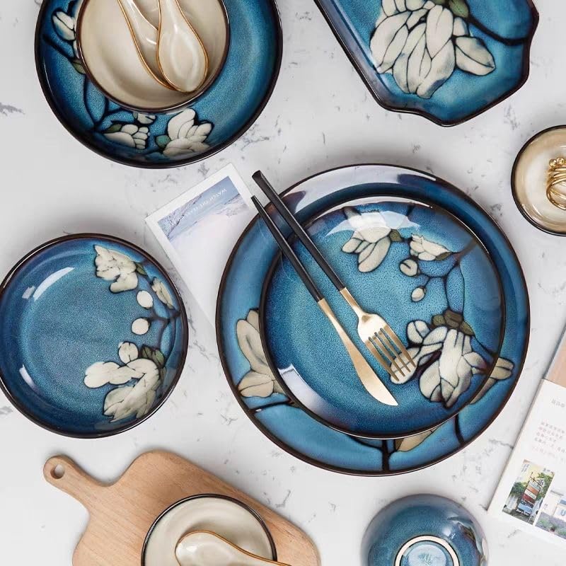 Tazón de sopa profundo pintado a mano estilo japonés con magnolia chino
