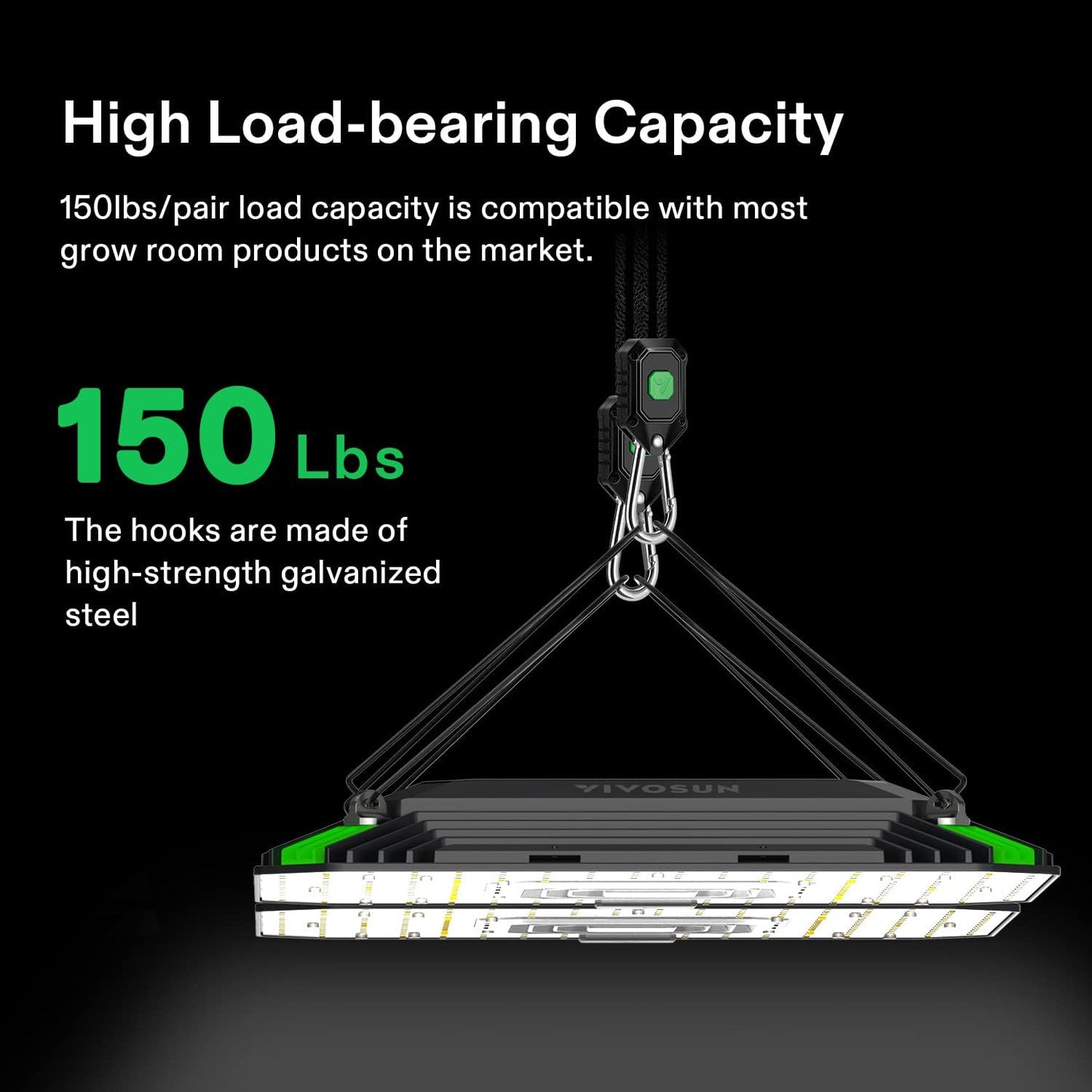 Colgadores luz crecimiento ajustables 1/8pulg cuerda 8ft 150lbs