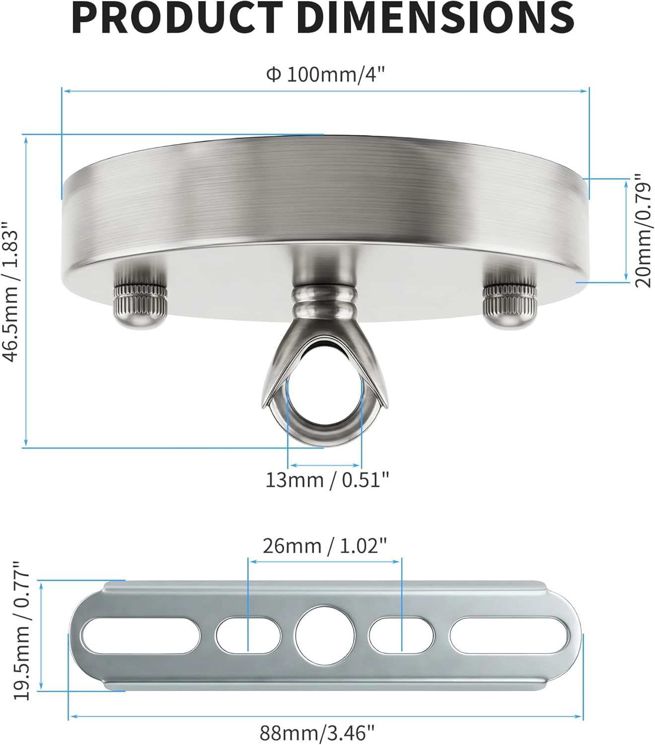 Kit soporte lámpara moderno para techo 100mm